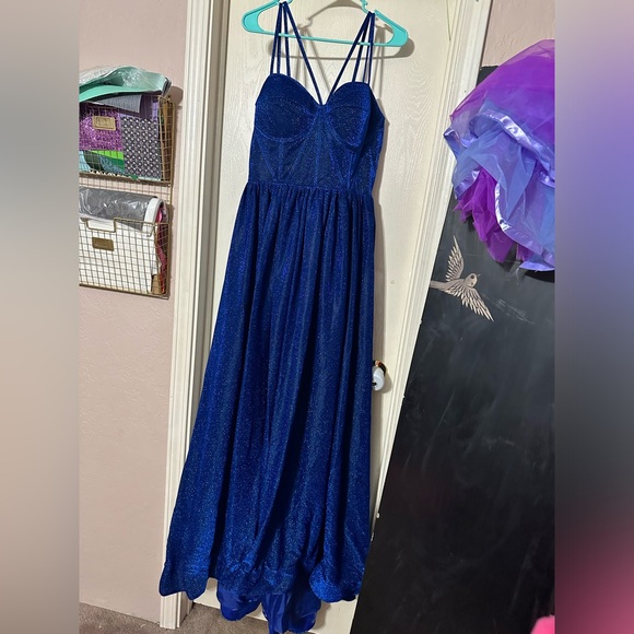 Dresses & Skirts - Royal blue corset top dress with built in cups Size 14